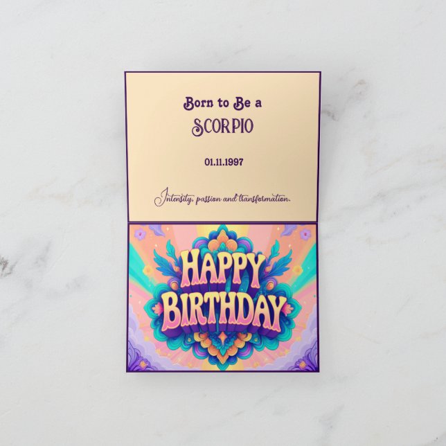 Tarjeta Nacido para ser un Escorpio por cumpleaños (Interior)