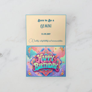 Tarjeta Nacido para ser un Gemini por cumpleaños