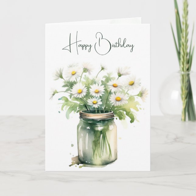 Tarjeta Nacimiento acuático Daisy Bouquet En Jar (Anverso)