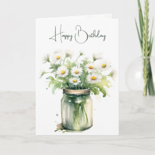 Tarjeta Nacimiento acuático Daisy Bouquet En Jar