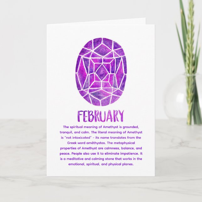 Tarjeta Nacimiento Ametista de Febrero (Anverso)