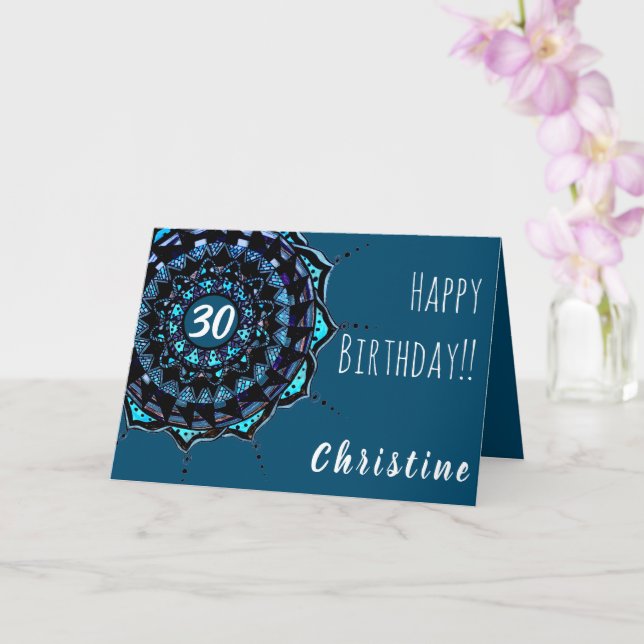 Tarjeta Nacimiento azul verde azulado Nombre personalizado (Orquídea)
