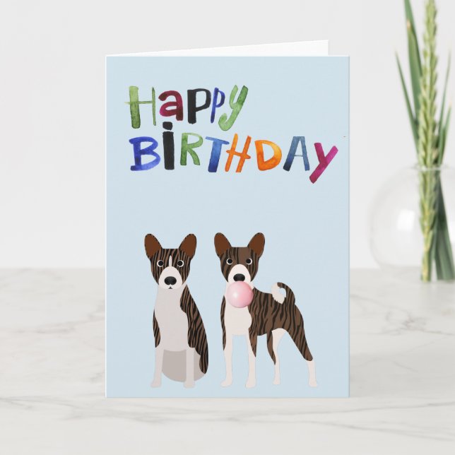 Tarjeta Nacimiento Brindle Basenji Goma de burbuja animal (Anverso)