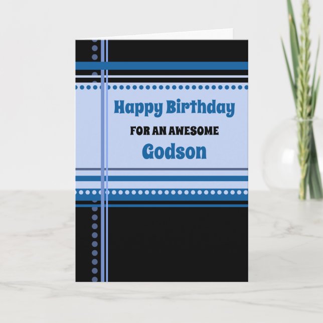 Tarjeta Nacimiento de Blue Retro Godson (Anverso)