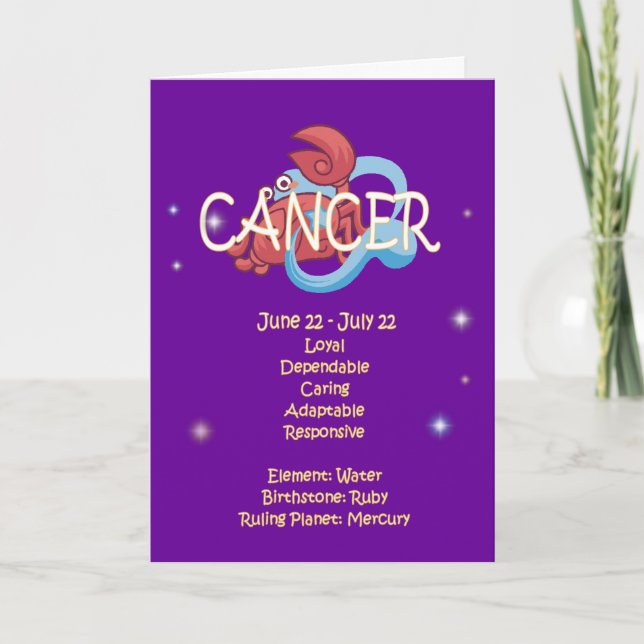 Tarjeta Nacimiento de Cáncer Zodiaco (Anverso)
