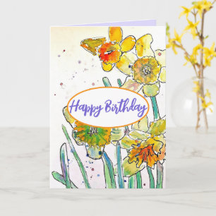Tarjeta Nacimiento de color de agua de la flor de primaver