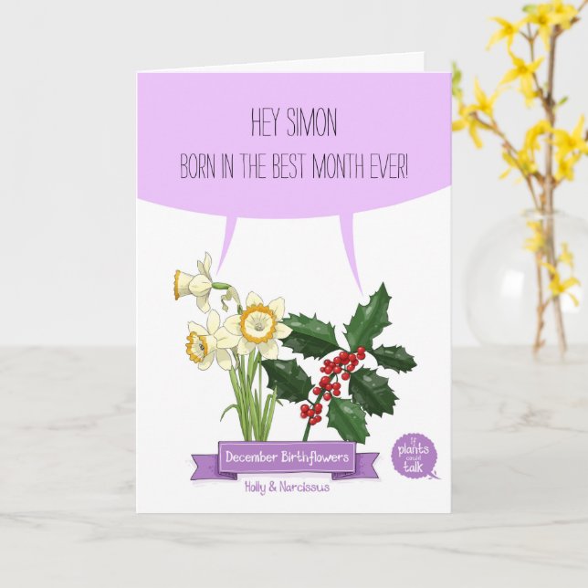 Tarjeta Nacimiento de cumpleaños de diciembre (flor amarilla)