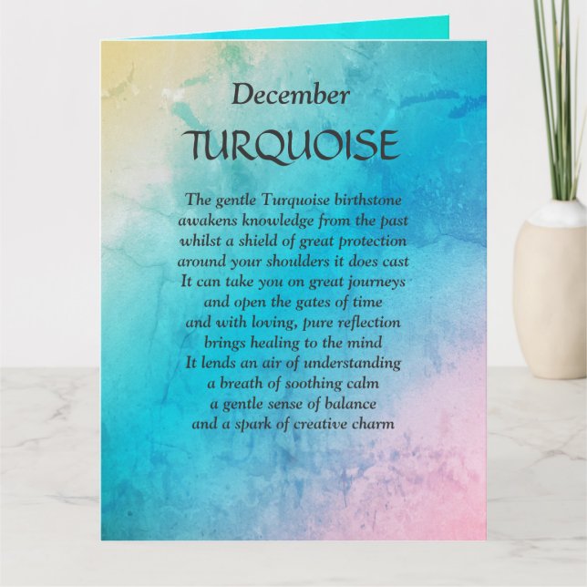Tarjeta Nacimiento de diciembre Turquoise Greeting (Anverso)