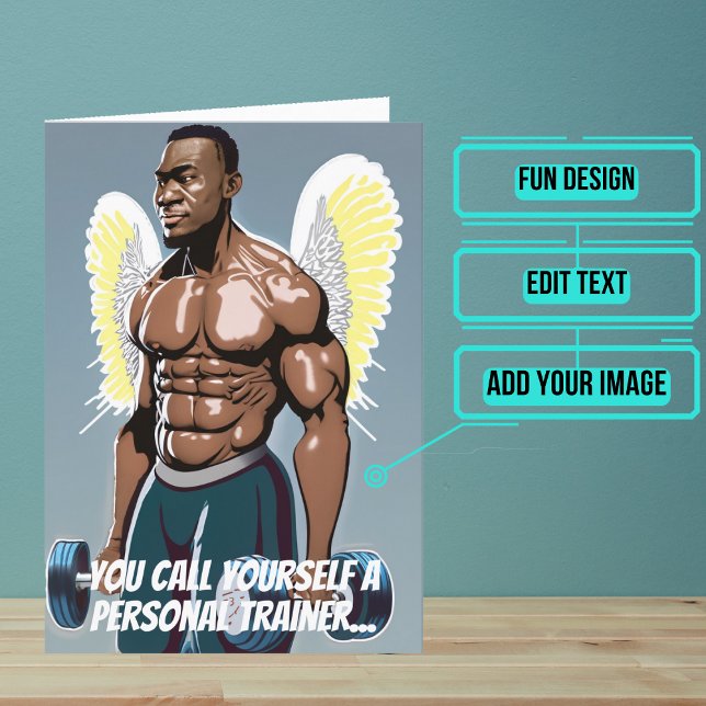 Tarjeta Nacimiento de entrenador o entrenador personal neg (This fun card is specifically for the male personal trainer friend or family member in your life.)
