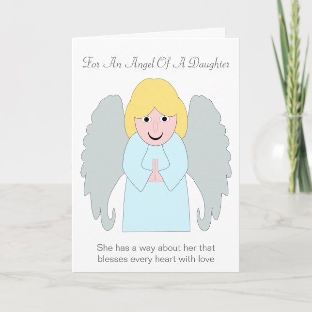 Tarjeta Nacimiento de hija personalizada de Angel Design (Anverso)