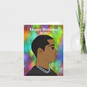 Tarjeta Nacimiento de hijo afroamericano personalizable