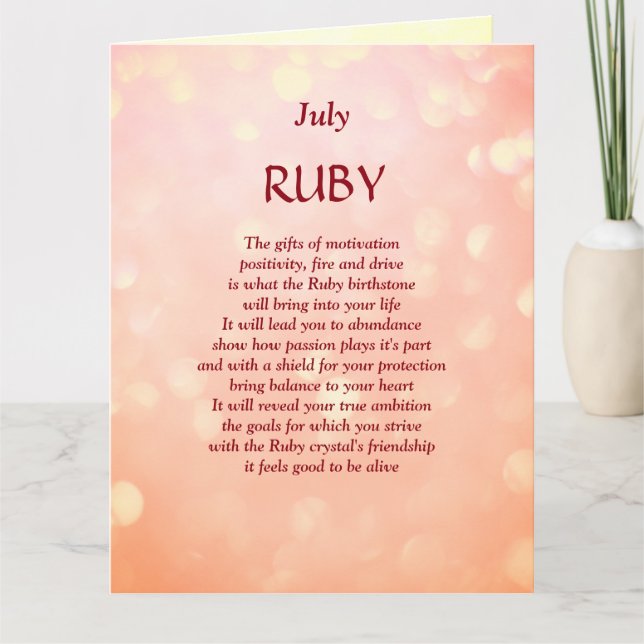 Tarjeta Nacimiento de julio Ruby Greeting (Anverso)