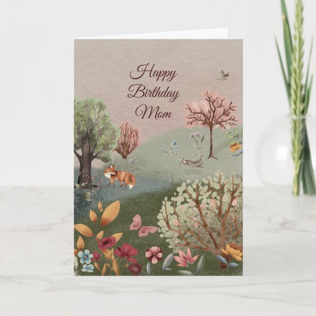 Tarjeta Nacimiento de la acuarela del paisaje verde de pri (Anverso)