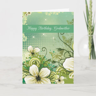 Tarjeta Nacimiento de la Madrina Flores Verdes
