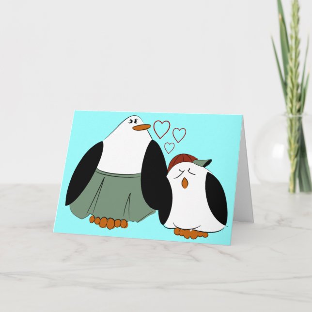 Tarjeta Nacimiento de Madre Son Pingüinos (Anverso)