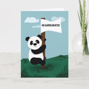 Tarjeta Nacimiento de nieta Panda Climbing Flag Pole
