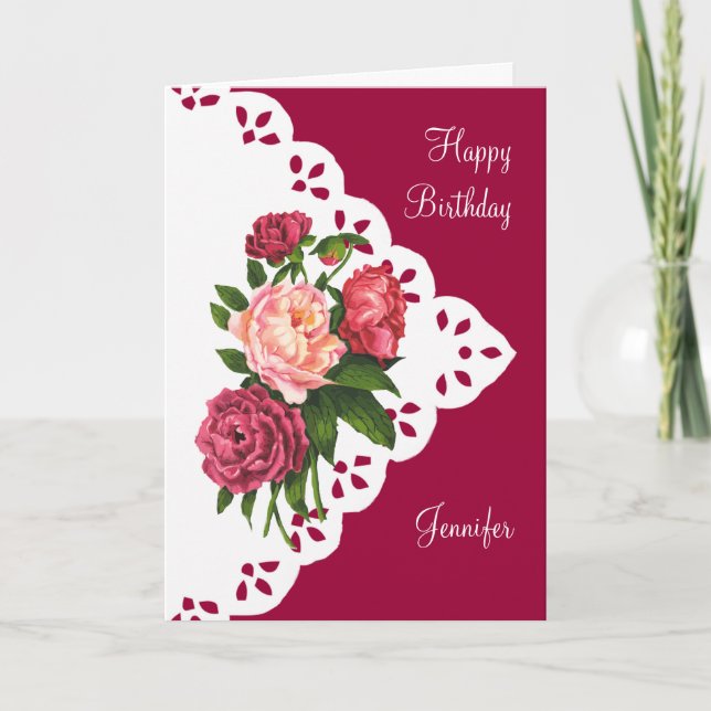 Tarjeta Nacimiento de nombre personalizado de la flor de p (Anverso)