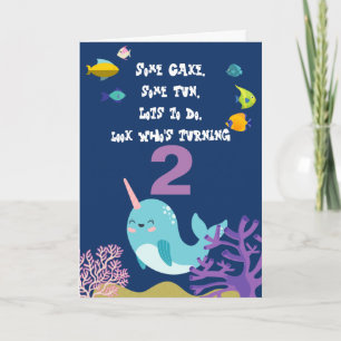 Tarjeta Nacimiento de nombre personalizado de Narwhal