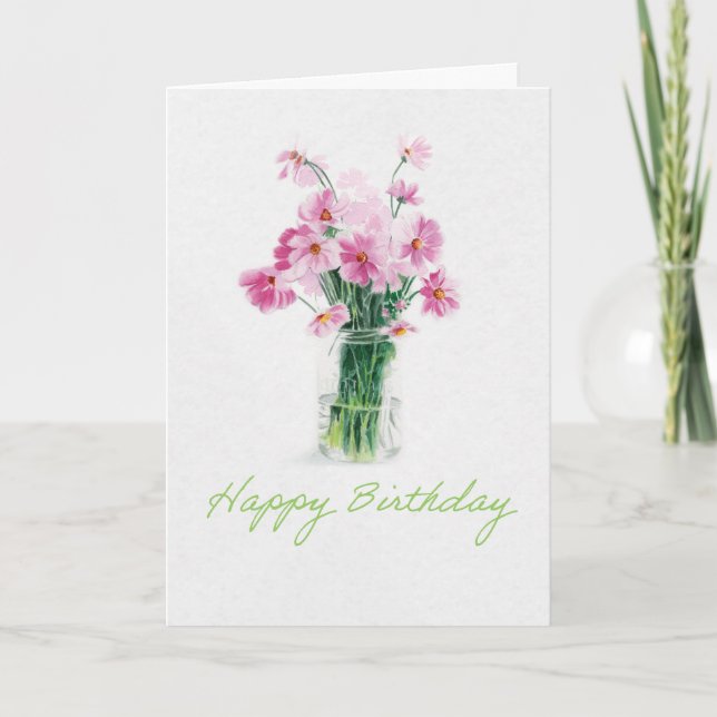 Tarjeta Nacimiento de octubre Cumpleaños de Flores | L (Anverso)