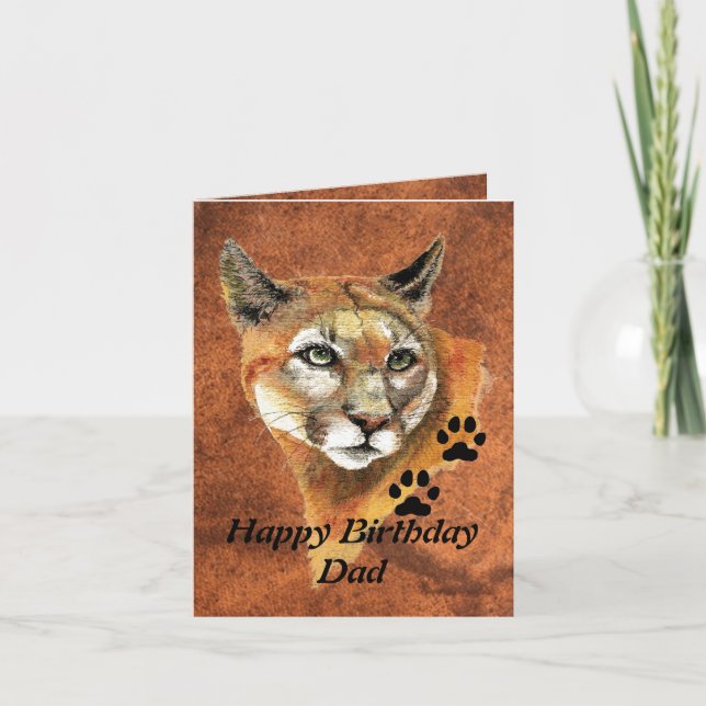 Tarjeta Nacimiento de Papá Cougar, Puma, Animal de León de (Anverso)