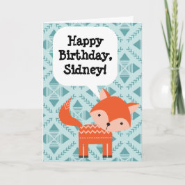 Tarjeta Nacimiento de personalizado de niños, Red Fox