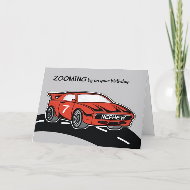 Tarjeta Nacimiento de sobrino Edad 7 Red Sports Car (Anverso)