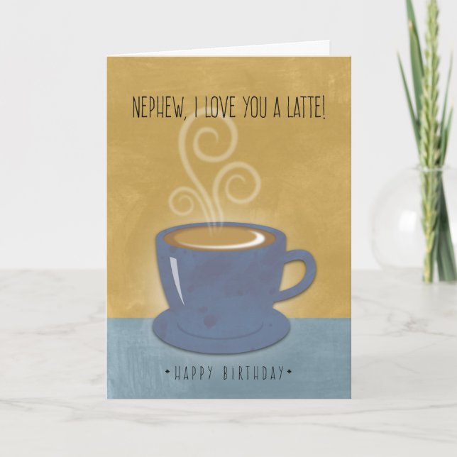 Tarjeta Nacimiento de sobrino te amo café y café (Anverso)