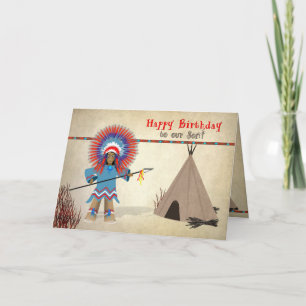 Tarjeta Nacimiento de un hijo nativo indio con té - Tarjet