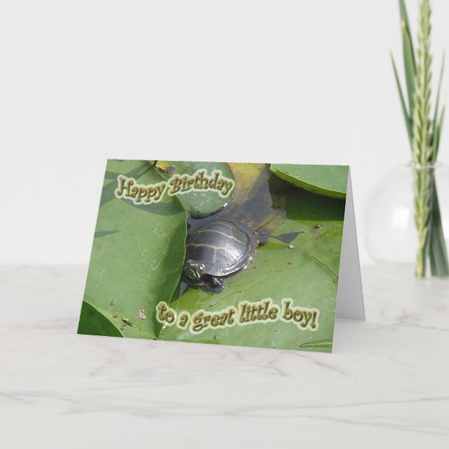 Tarjeta Nacimiento de una tortuga pintada para bebé (Anverso)