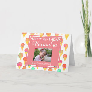 Tarjeta Nacimiento del Chica fotográfico Cute Pink Girly