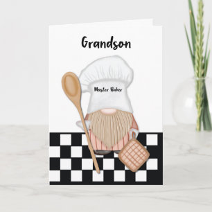 Tarjeta Nacimiento del nieto Whimsical Gnome Baker Baking