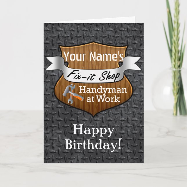 Tarjeta Nacimiento del nombre personalizado de Handyman Fi (Anverso)