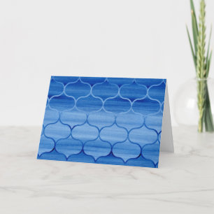 Tarjeta Nacimiento del patrón Ogee de color de agua azul