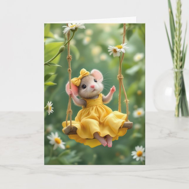 Tarjeta Nacimiento del ratón Girly en un giro (Anverso)