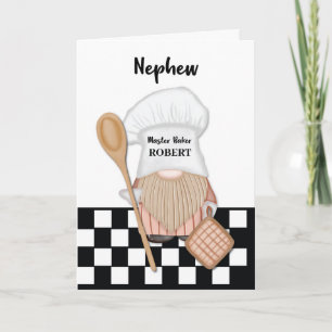 Tarjeta Nacimiento del sobrino Whimsical Gnome Baker