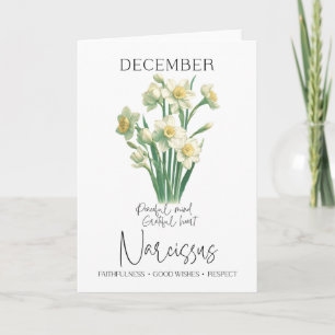Tarjeta Nacimiento Diciembre Mes Flor Narcissus