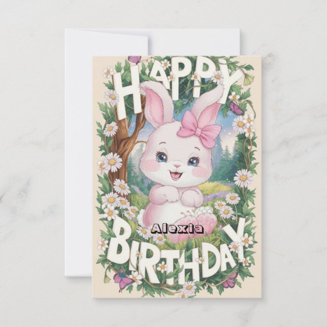 Tarjeta Nacimiento digital de conejo de niños (Anverso)