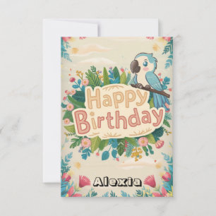 Tarjeta Nacimiento digital de loro simple Pastel