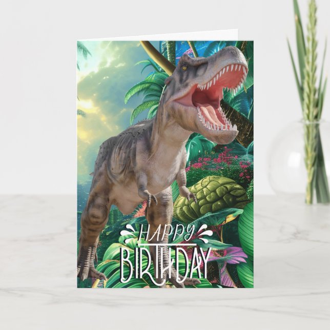 Tarjeta Nacimiento Dinosaurio Niños Jurásicos Mundo (Anverso)