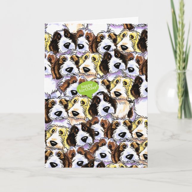 Tarjeta Nacimiento divertido de los perros PBGV (Anverso)