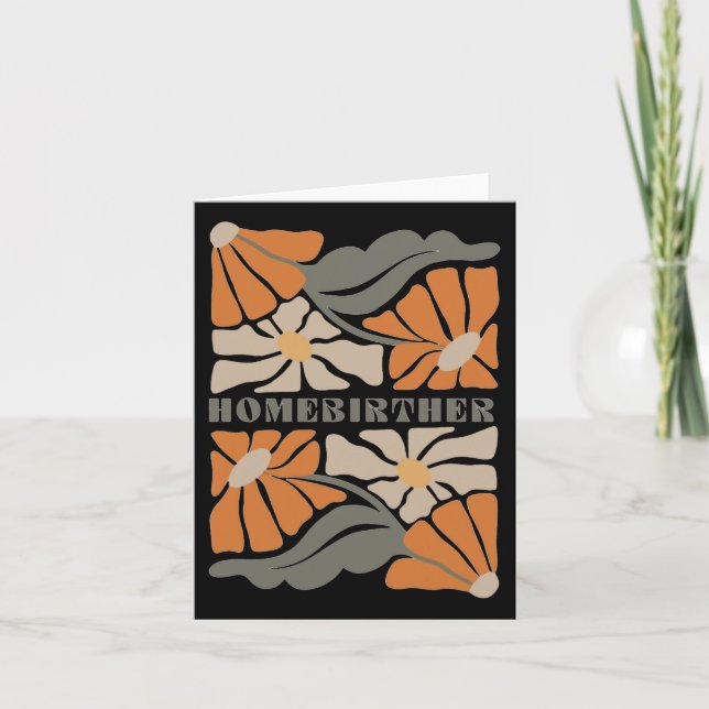 Tarjeta Nacimiento en casa retro boho flores madres que da (Anverso)