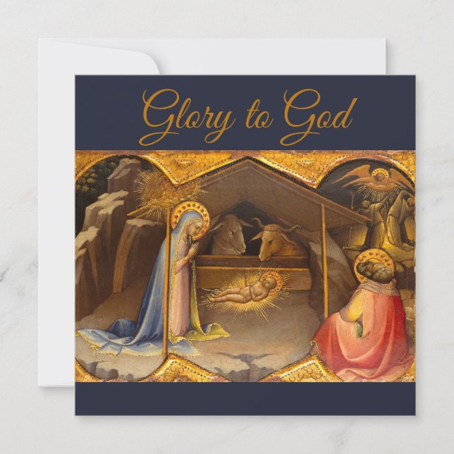 Tarjeta Nacimiento en Gloria dorada a Dios (Anverso)