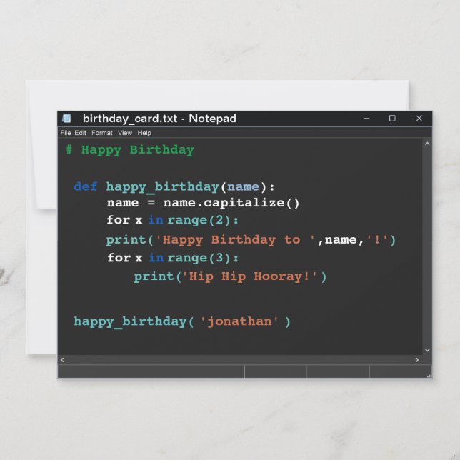 Tarjeta Nacimiento en modo oscuro del programador del equi (Anverso)