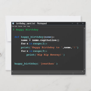 Tarjeta Nacimiento en modo oscuro del programador del equi