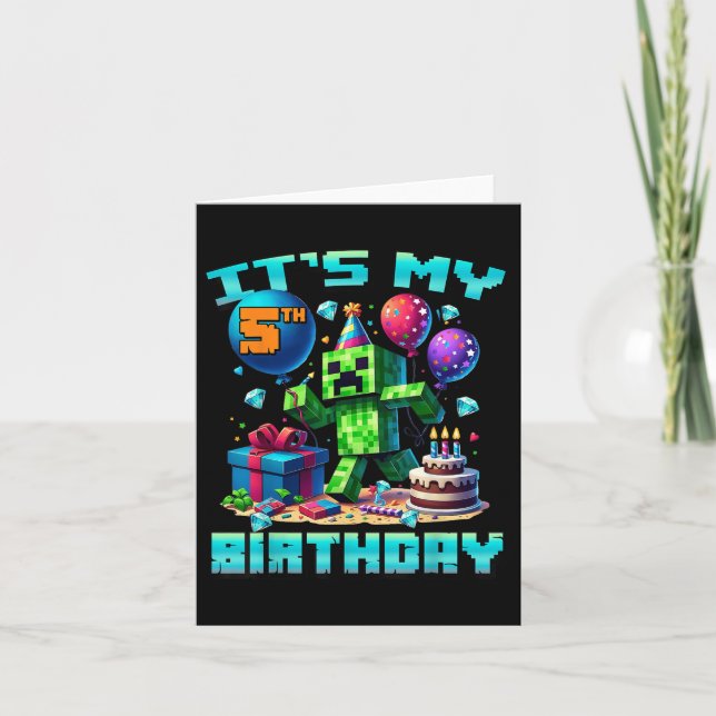 Tarjeta Nacimiento es mi quinto cumpleaños jugador Pixel N (Anverso)