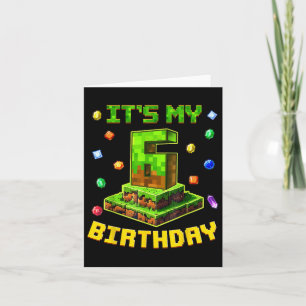 Tarjeta Nacimiento es mi sexto cumpleaños Pixel Fiesta 6 S