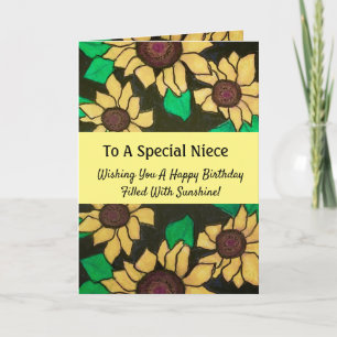 Tarjeta Nacimiento especial de los girasoles alegres