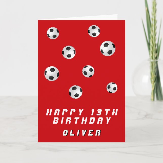 Tarjeta Nacimiento feliz del niño de las bolas de fútbol r (Anverso)