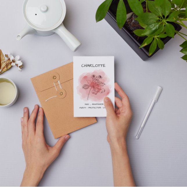 Tarjeta Nacimiento Flor Hawthorn Red Pink Pensar en ti (Subido por el creador)