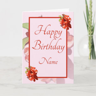 Tarjeta Nacimiento floral Quince floral rojo y rosa